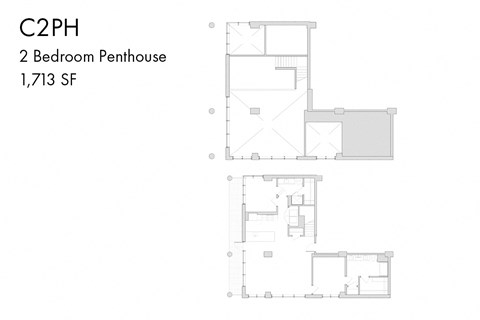 floor plan of the 2 bedroom penthouse of the house