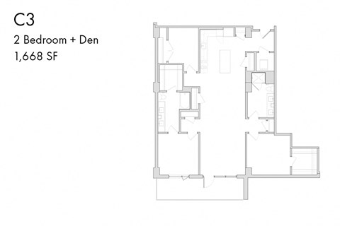 the floor plan of 2 bedroom  den