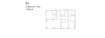 the floor plan of 3 bedroom  den