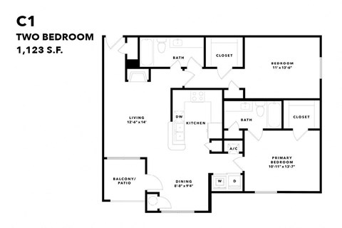 a floor plan of two bedrooms with a bathroom and a living room
