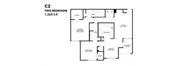 a floor plan of two bedrooms with a bathroom and a living room