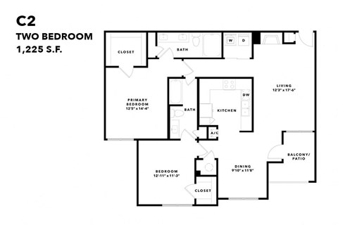 a floor plan of two bedrooms with a bathroom and a living room