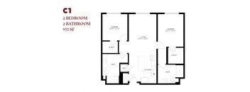 Two Bedroom C1 955 SF - Orlo