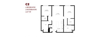 Two Bedroom C2 1017 SF - Orlo