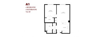 One Bedroom A1 706 SF - Orlo