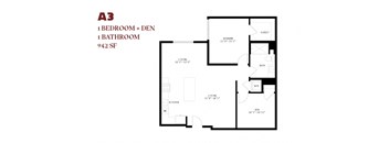 One Bedroom Den A3 942 SF - Orlo