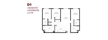 Three Bedroom D1 1275 SF - Orlo