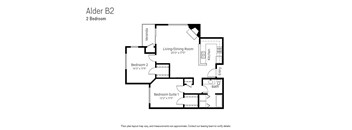 A floor plan for a 2 bedroom apartment is shown.