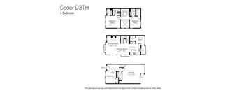 A floor plan for a 3 Bedroom Cedar D3TH is shown.