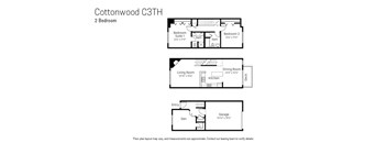 A floor plan for a 2 Bedroom Cottonwood C3TH.