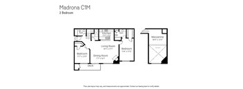 A floor plan for a 2 Bedroom Madrona C1M property.