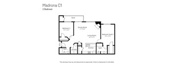 A floor plan for a 2 Bedroom Madrona C1 apartment.