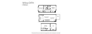 A floor plan for a 2 Bedroom Willow C4TH.