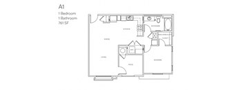 a floor plan of a 1 bedroom 1 bathroom floor plan