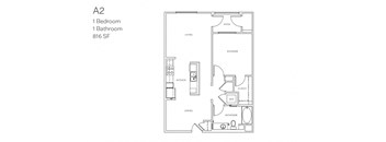 a floor plan of a 1 bedroom 1 bathroom floor plan