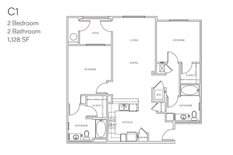 C1 Two Bedroom Renovated 1128 SF