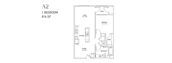 A 2 bedroom apartment with a living room, kitchen, dining room and bathroom.