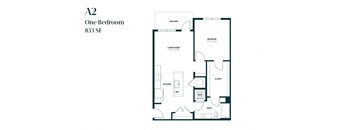 One Bedroom A2 833 SF - Rosewind