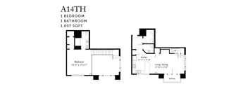 One Bedroom Townhome A14TH 1,007 sqft.