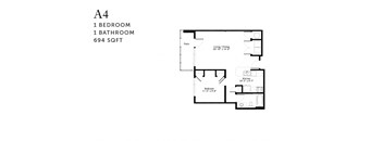 A floor plan of apartment A4 with dimensions.