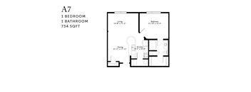 One Bedroom A7 734 square feet