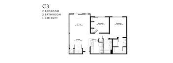 C3 Two Bedroom 1038 SF