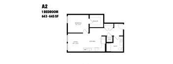 One Bedroom A2 643-645 SF - The Ballard Independent