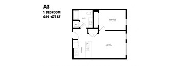 One Bedroom A3 669 -678 SF - The Ballard Independent