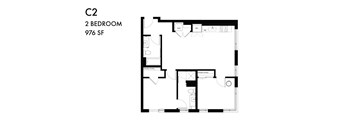 A floor plan of a 2 bedroom apartment.