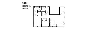 A floor plan of a 2 bedroom apartment with 1,935 square feet.