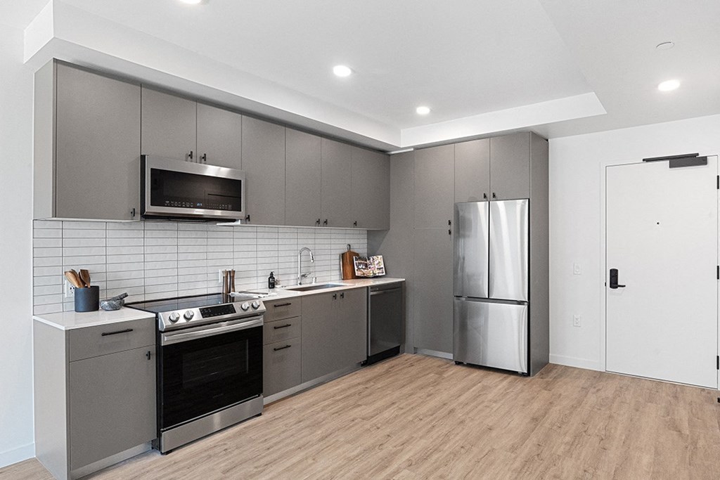 Dark Designer Scheme One Bedroom Kitchen - The Lark