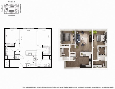2 Bedroom B11 Floor Plan - Lydian