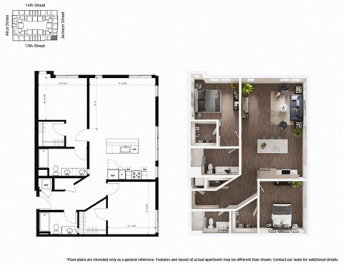 2 Bedroom B9 Floor Plan - Lydian