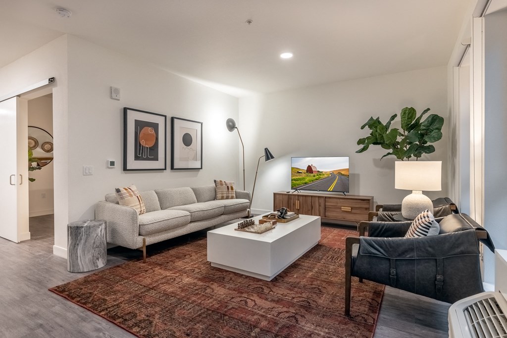 1 Bedroom Model Living Area - Coen & Columbia