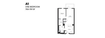 One Bedroom A1 769-781 SF - Paxton