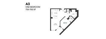 One Bedroom A3 759-765 SF - Paxton