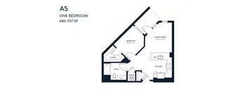 One Bedroom A5 685 - 707 SF - Resa Long Beach