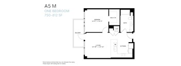 A5 M one bedroom floor plan.