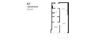 A 1 bedroom apartment is 762 square feet.