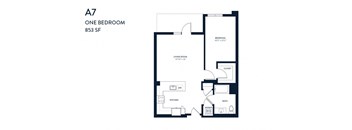 One Bedroom A7 853 SF - Resa Long Beach