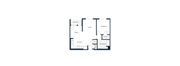 A floor plan of a house with a living room, dining room, kitchen, bedroom, and bathroom.