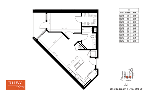 One Bedroom A1 - Ruby at The Society
