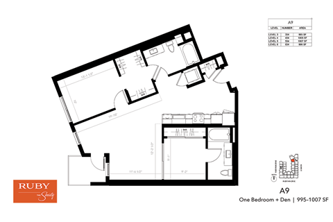 One Bedroom + Den A9 - Ruby at The Society