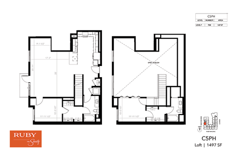 Two Bedroom Loft C5PH - Ruby at The Society