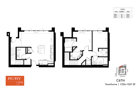 Two Bedroom Townhome C16TH- Ruby at The Society