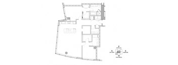 the floor plan of the ground floor of a house