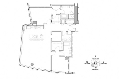 the floor plan of the ground floor of a house