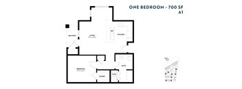 One Bedroom A1 700 SF - The Miles