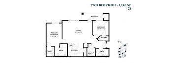Two Bedroom C1 1148 SF - The Miles