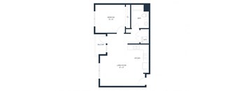 One Bedroom A1 707 SF - Mason Flats